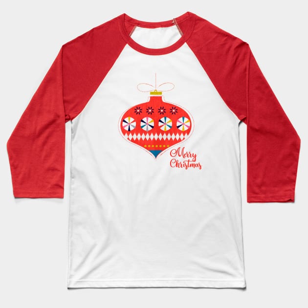 Merry Christmas retro bauble Baseball T-Shirt by showmemars